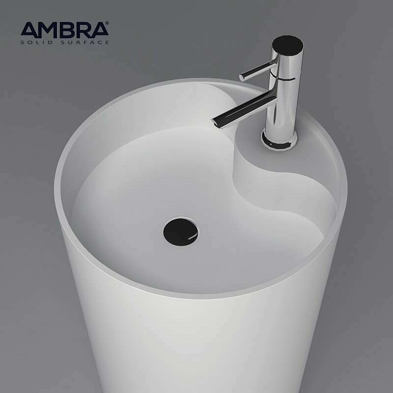 Collection Ambra - Vasque sur pied, Colonne en Solid surface - BIANCA