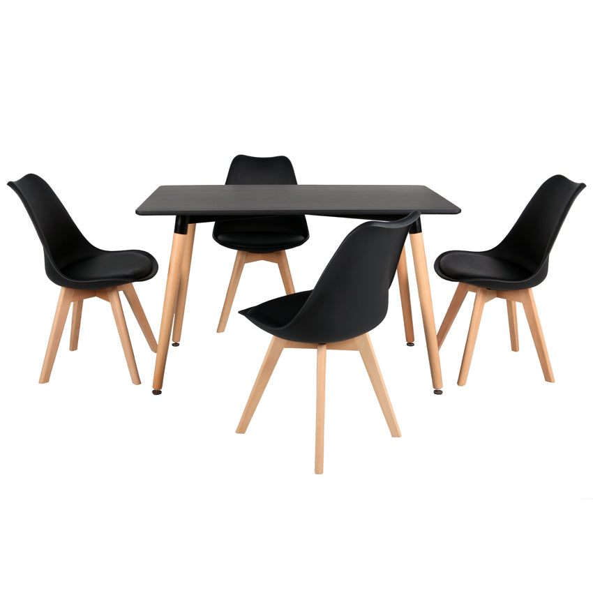 SENJA - Conjunto de Mesa Retangular 120 x 70 CM e 4 Cadeiras Escandinavas