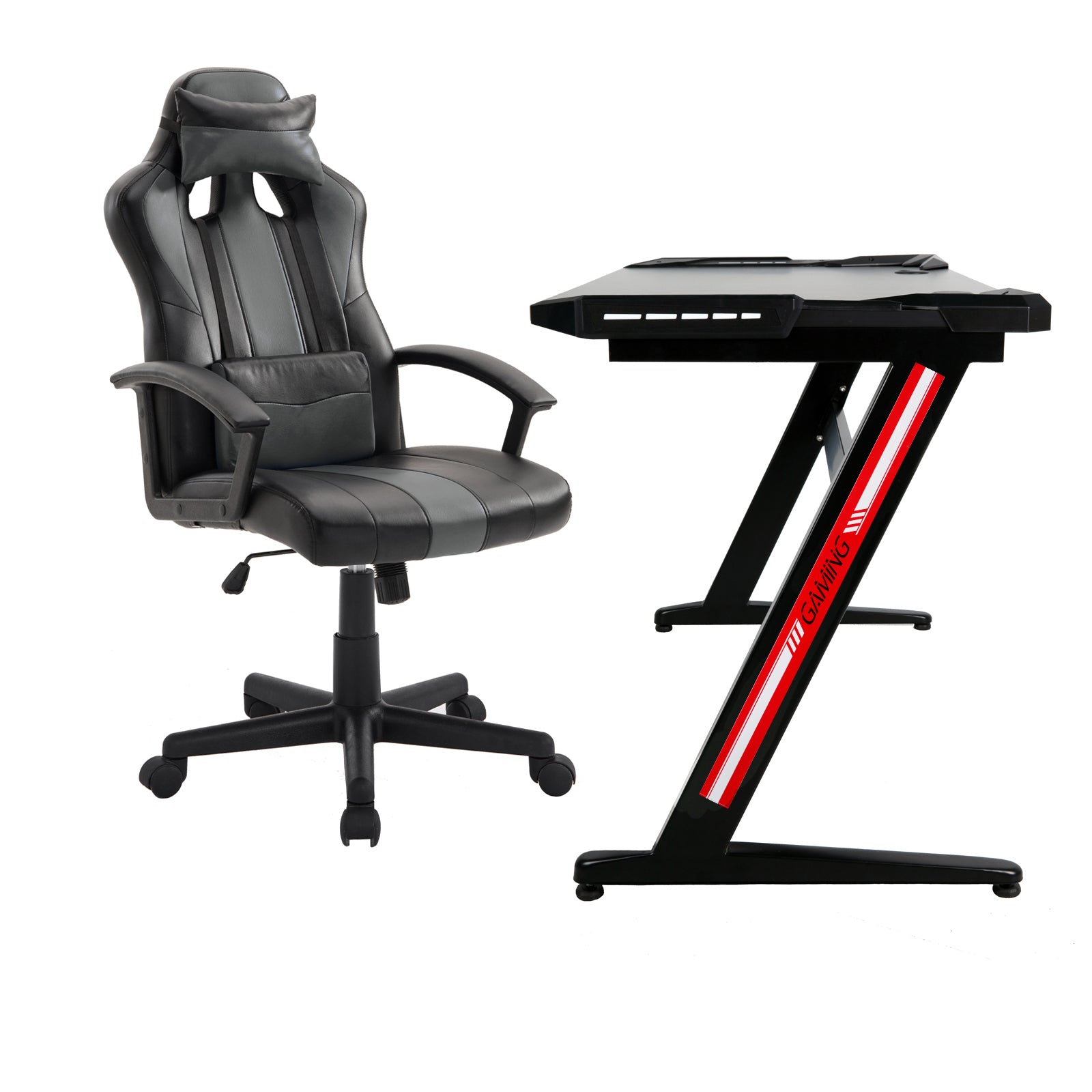GHOST - Conjunto de Cadeira Gaming e Mesa Inclinada Led