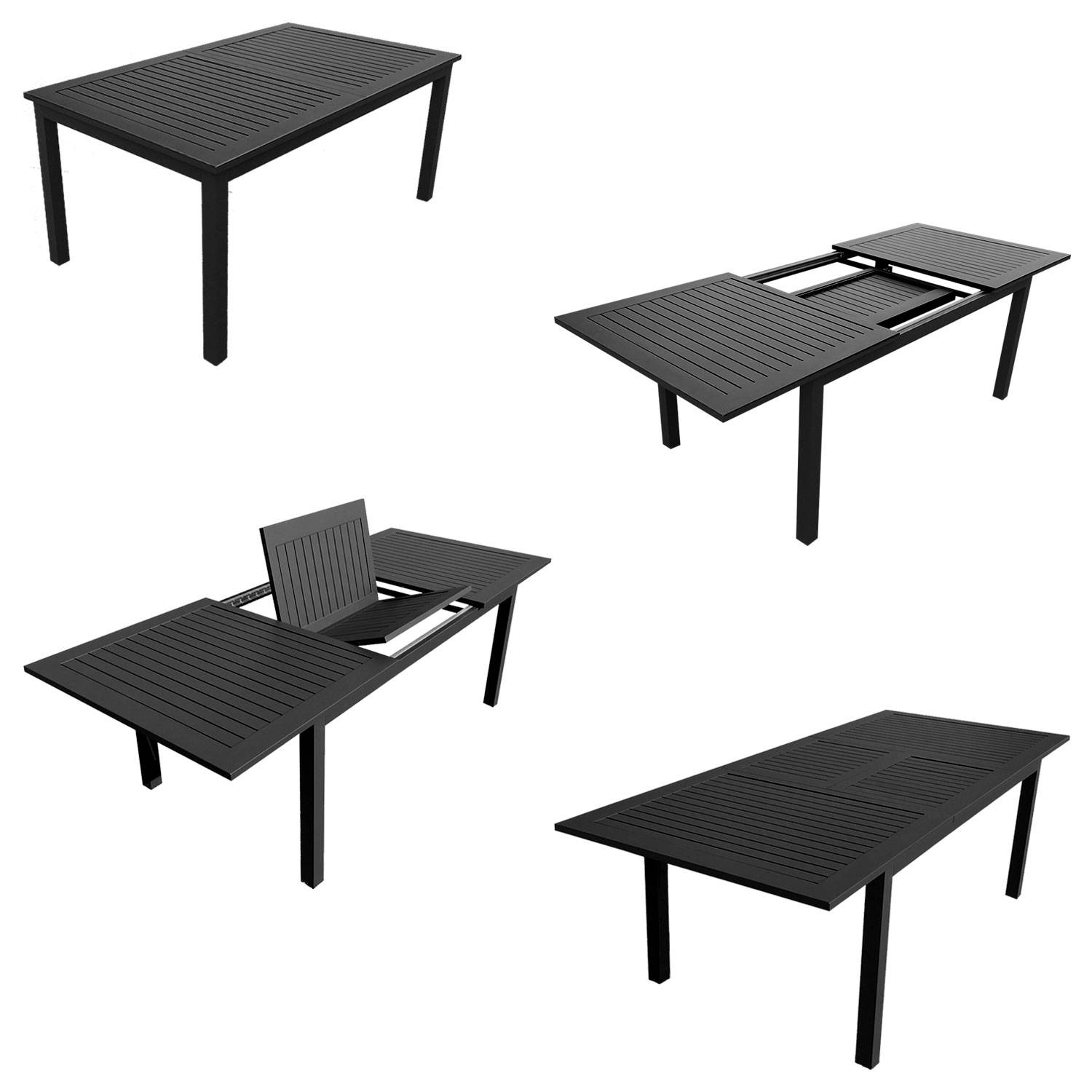 KAUAI - Conjunto de mesa y sillas de exterior - Extensión de 173 a 244 cm - 8 plazas