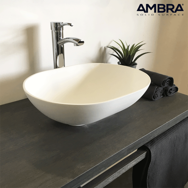 Collection Bora - Vasque à poser ovale en Solid surface - AMBRA