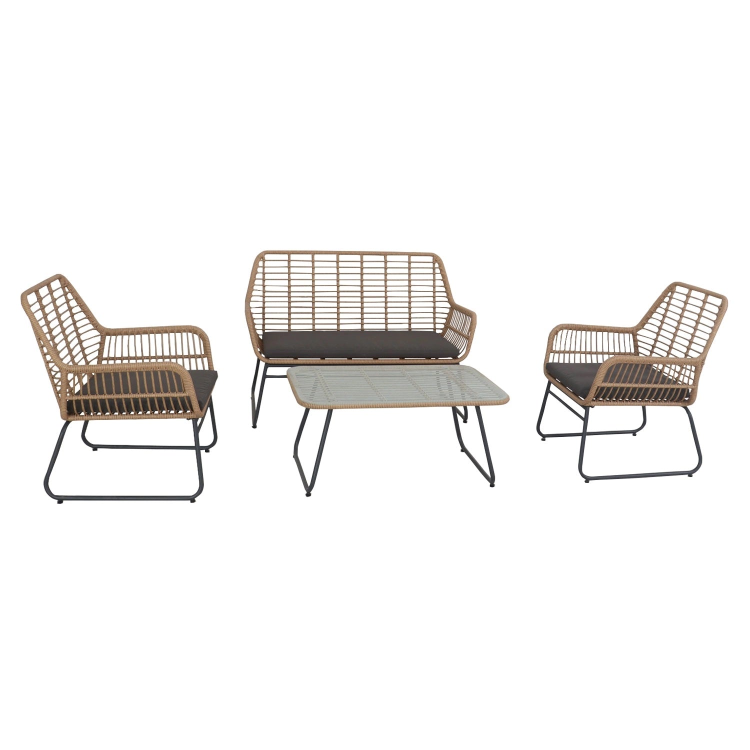 NAPALI - Salon de jardin en résine 4 personnes