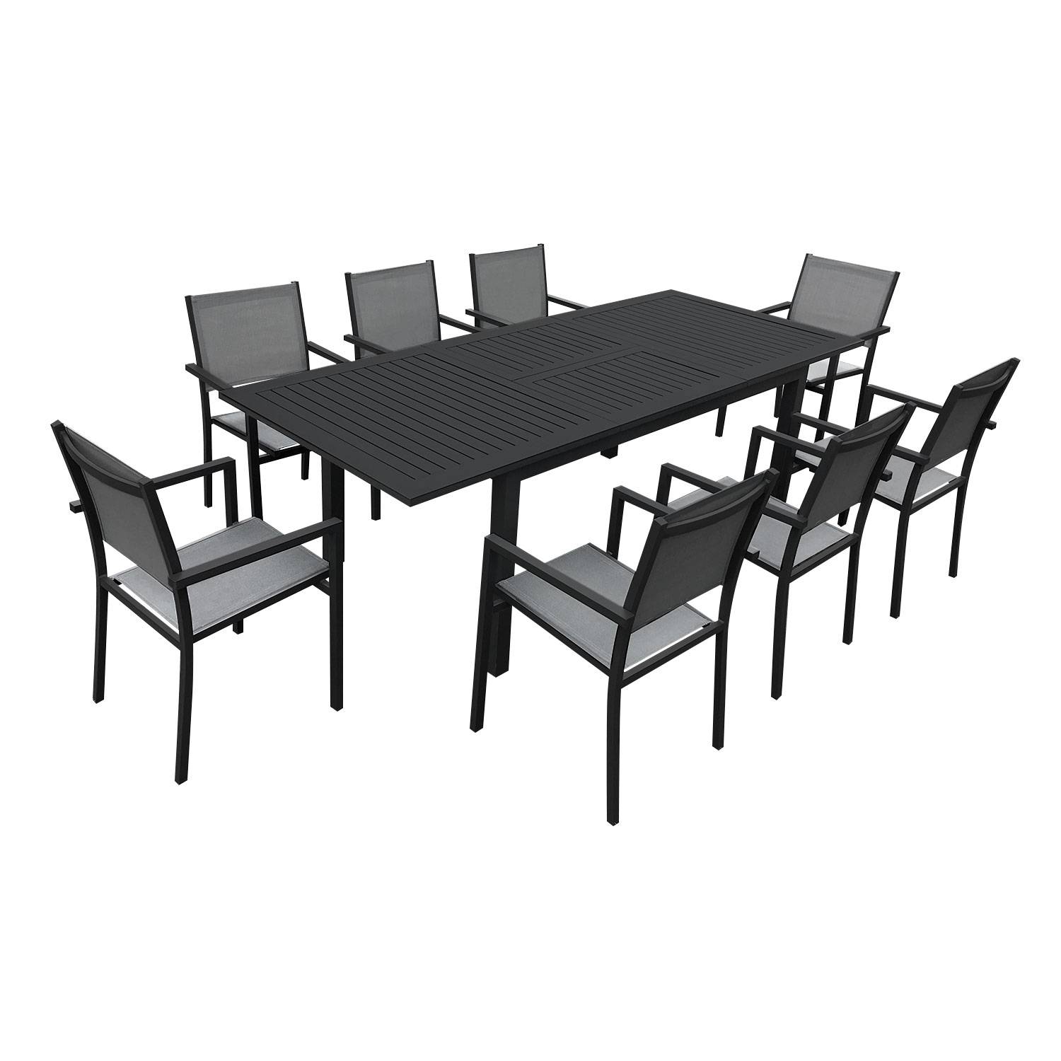 KAUAI - Conjunto de mesa y sillas de exterior - Extensión de 173 a 244 cm - 8 plazas