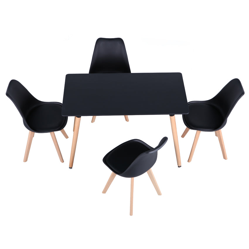 SENJA - Conjunto de Mesa Retangular 120 x 70 CM e 4 Cadeiras Escandinavas