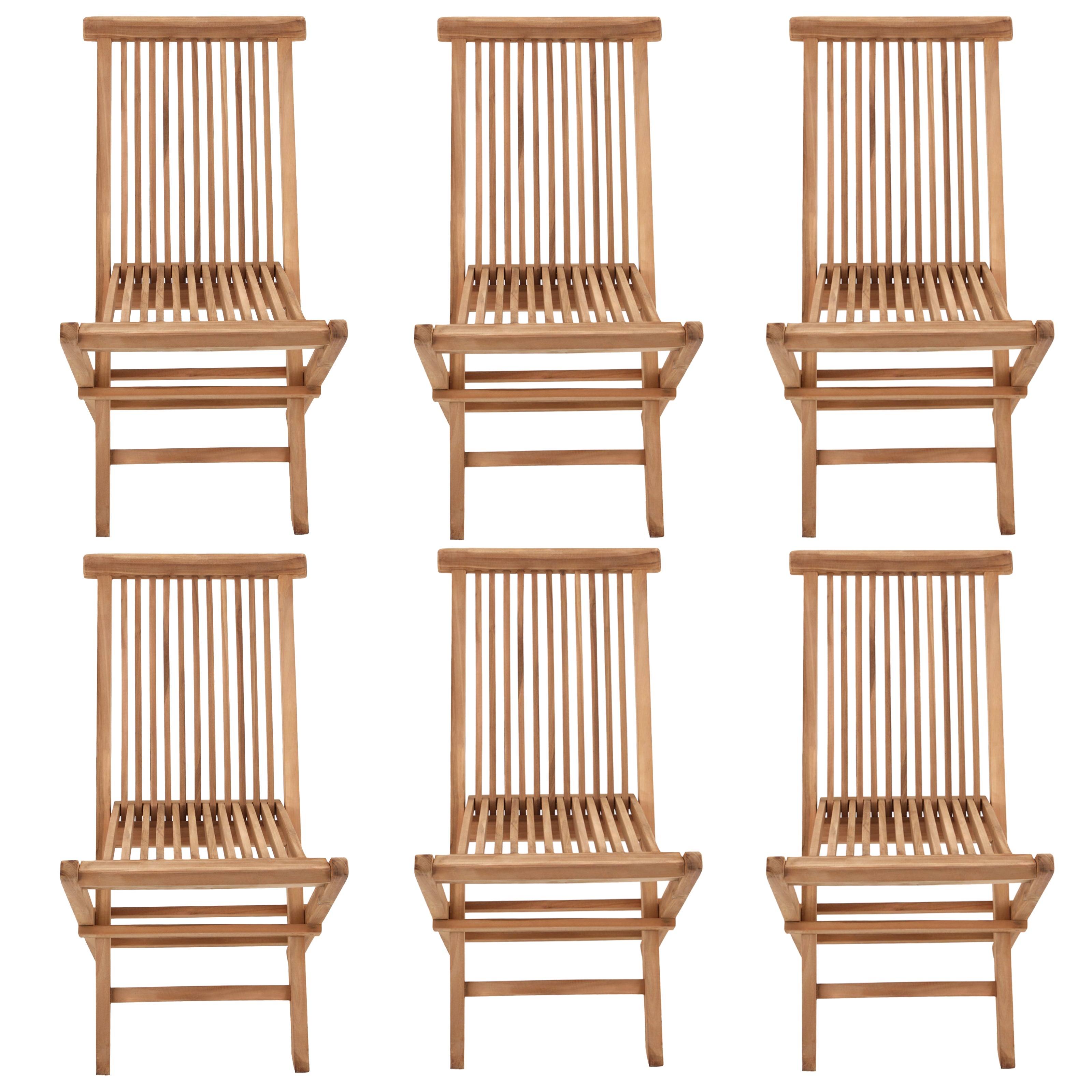 SALENTO - Ensemble table de jardin ronde extensible et chaises pliantes en teck