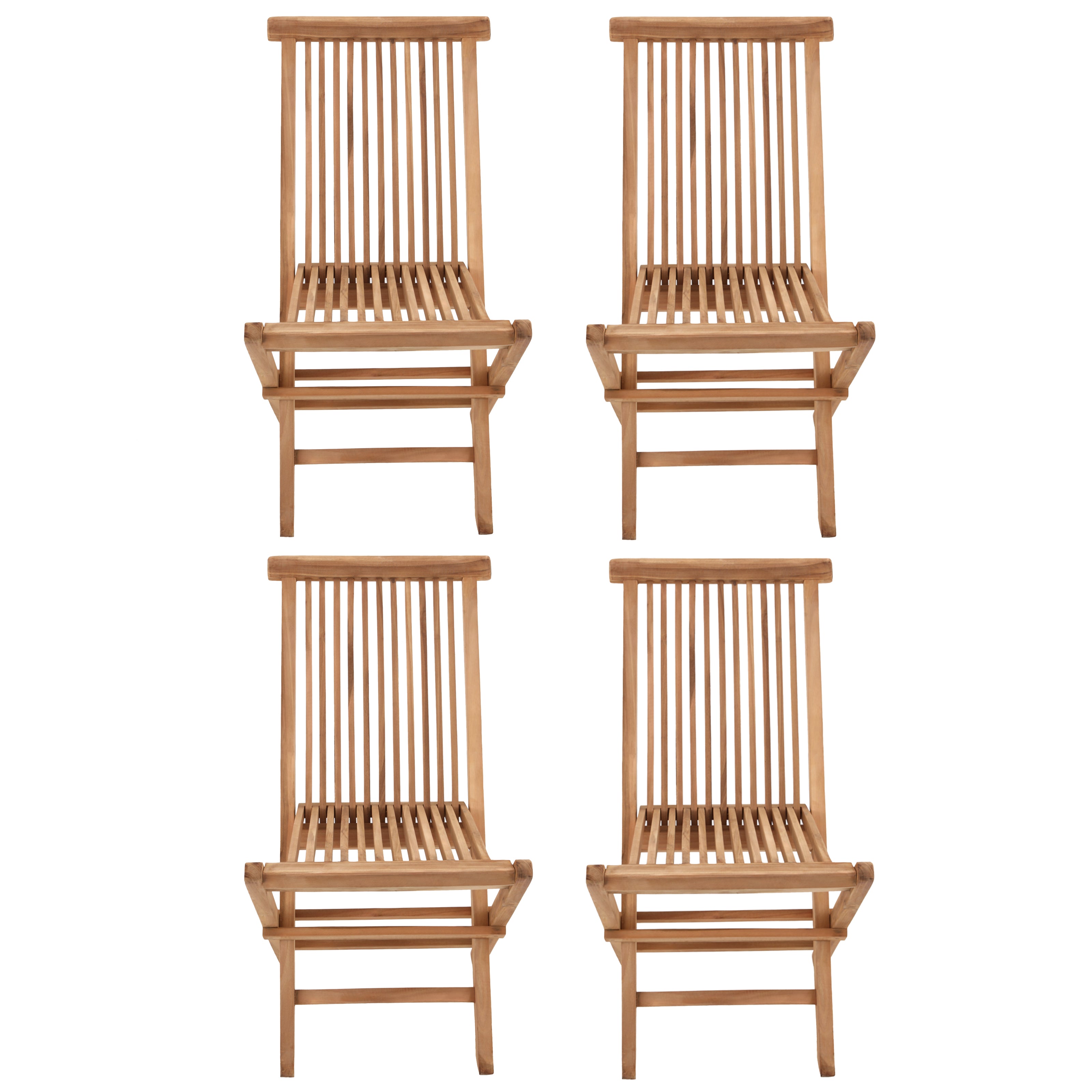 SALENTO - Ensemble table de jardin ronde extensible et chaises pliantes en teck