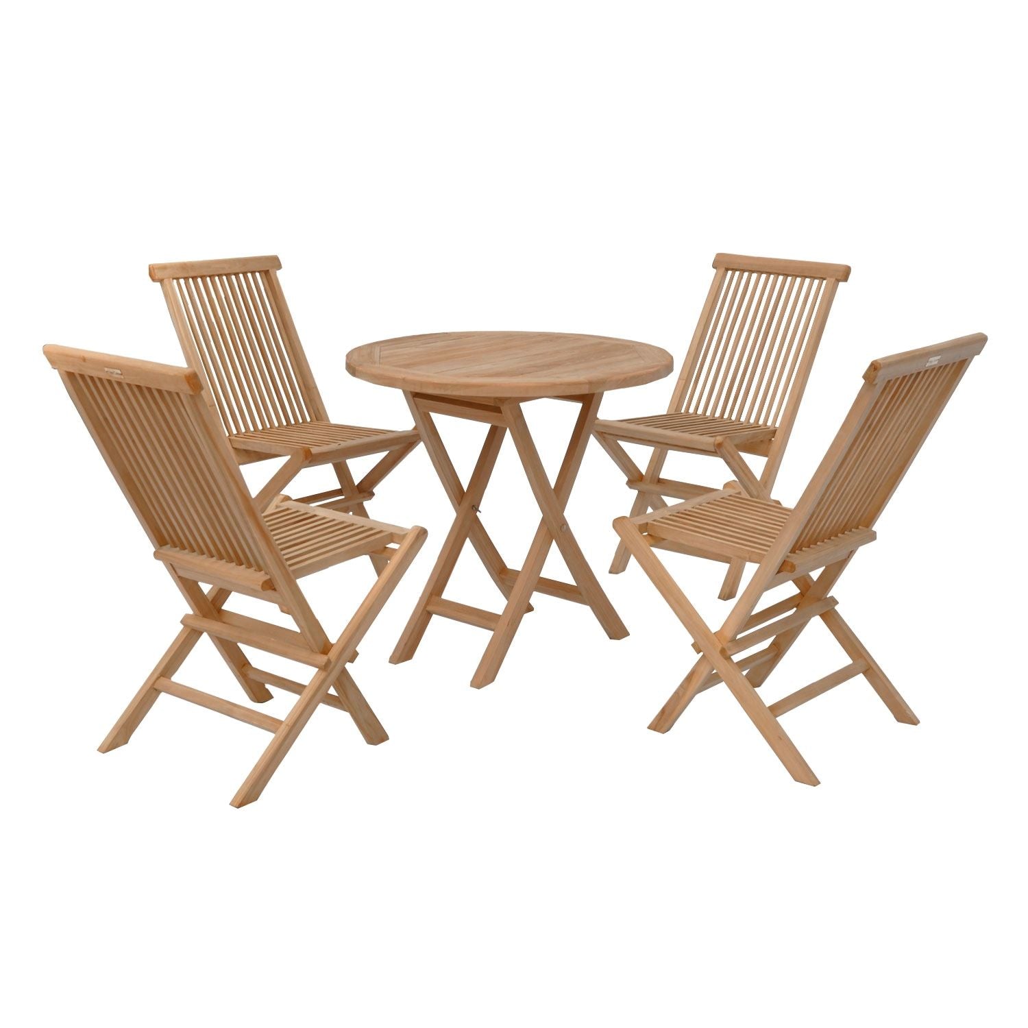 SALENTO - Conjunto de mesa e cadeiras redondas em teca
