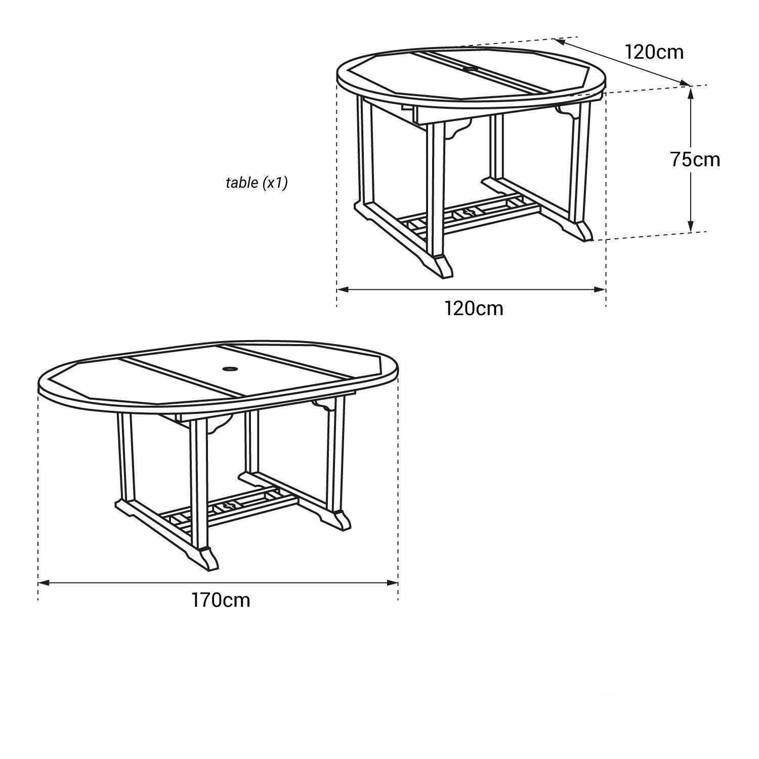 SALENTO - Table de Jardin Ronde Extensible en Teck