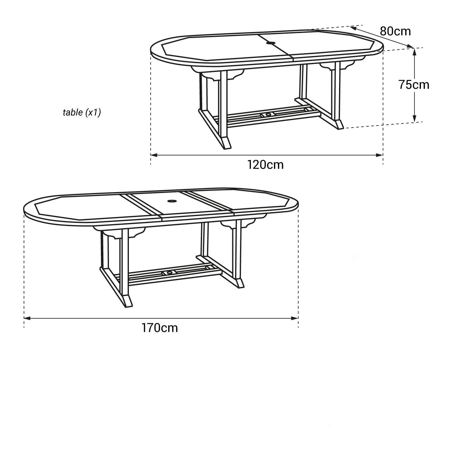 SALENTO - Table de Jardin Ovale Extensible en Teck