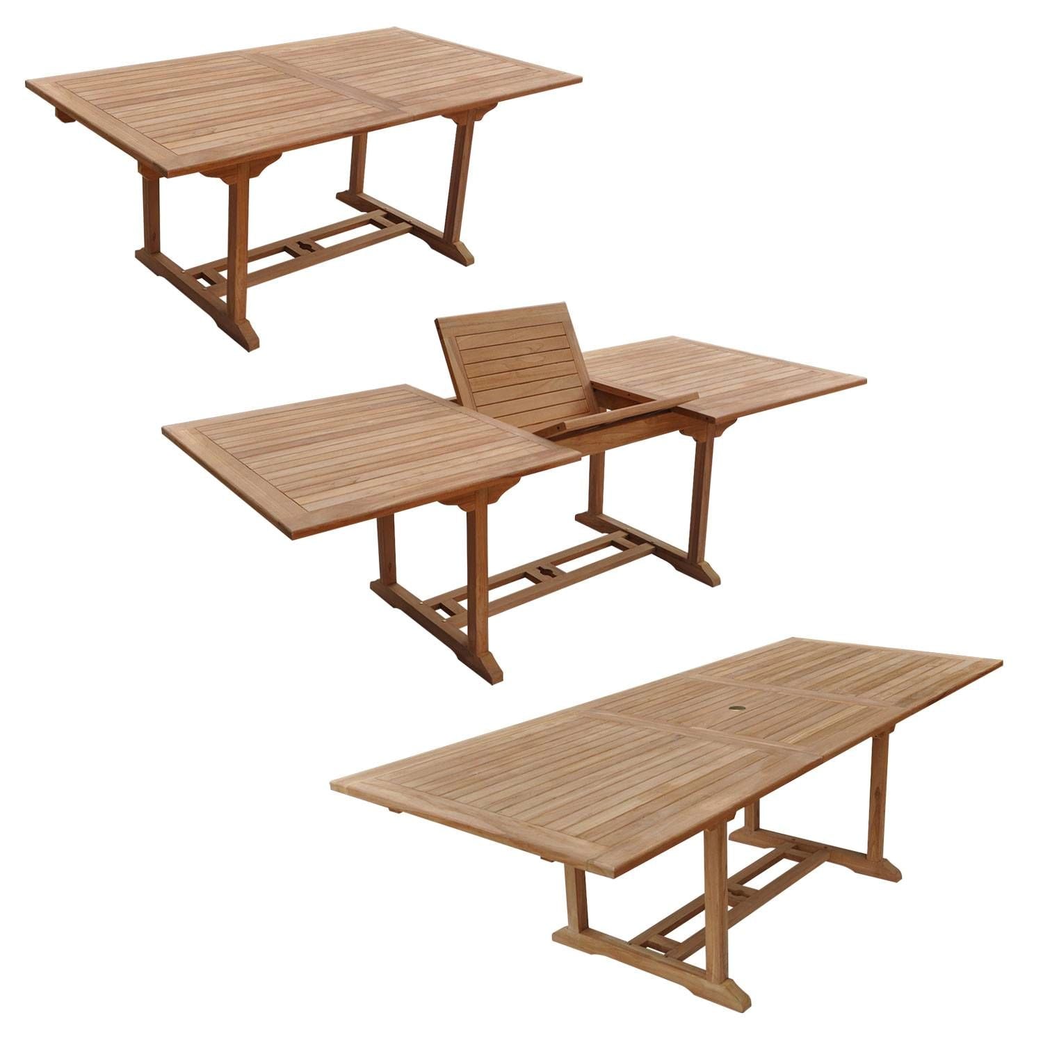 SALENTO - Conjunto de mesa extensível retangular para jardim e cadeiras dobráveis ​​de teca